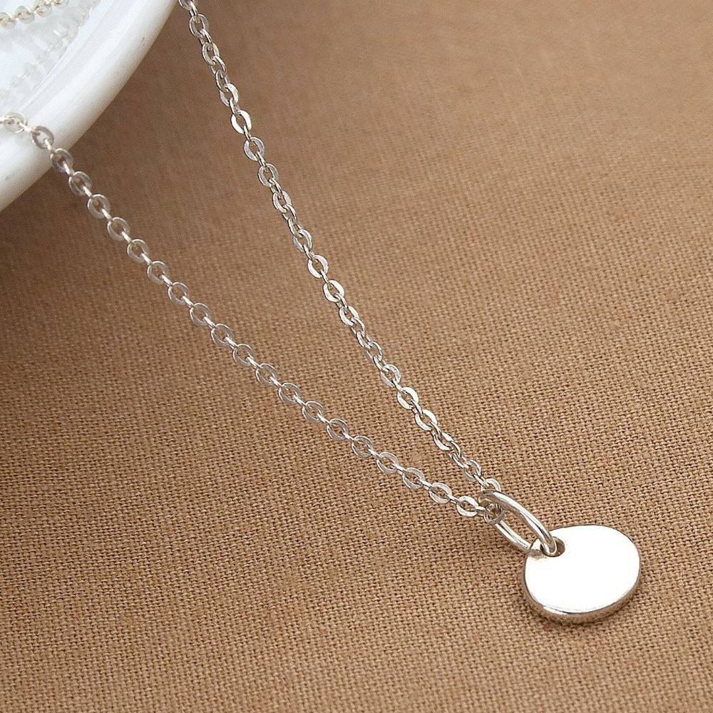 925 Sterling Silver Link Necklace, Tiny Tiny Charm Pendant, Stamped 925